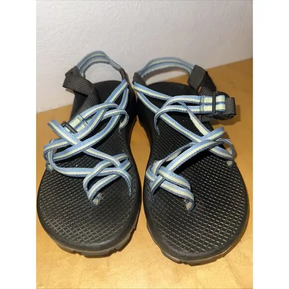 Chaco Sandals Blue/Wht Sz 9 Non Marking ZX Classic Vibram Soles Beach Summer - Picture 2 of 10